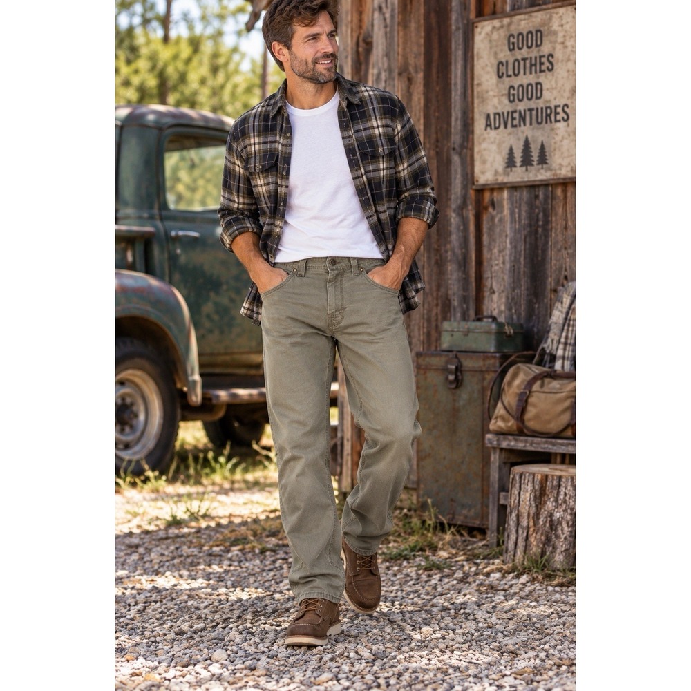 prAna Mens 34x32 Olive Green Organic Cotton Stretch Outdoor Workwear Pants